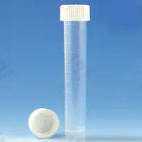 GLOBE SCIENTIFIC Test Tube: Test Tube, Polypropylene, 10 mL Capacity - mL, 0.34 oz Capacity - oz (MPN 6102B). Key specifications — Brand: GLOBE SCIENTIFIC; Graduated: Yes; Closure Color: Blue; Includes Closure: Yes; Body Color: White; Bottom Shape: Conical; Body Material: Polypropylene.