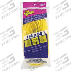 APPROVED VENDOR General Purpose Utility Rope: Twisted, 1/4 in Dia, 180 lb Working Load Limit, Yellow (MPN 360YP-WA). Key specifications — Brand: APPROVED VENDOR; Rope Type: Dynamic.