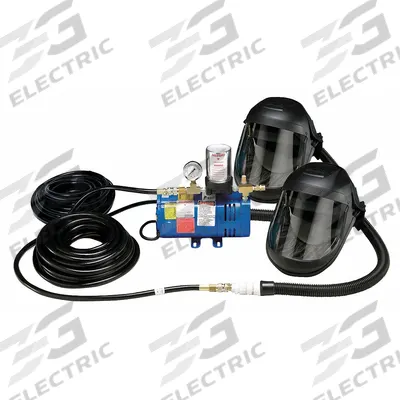 ALLEGRO Supplied Air Pump Package: 50 ft Hose Lg, 1 1/2 hp Pump Horsepower, Full Hood - Allegro Complete SAR Systems