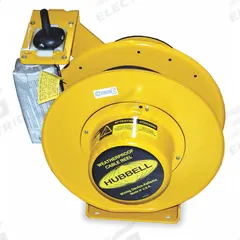 HUBBELL WIRING DEVICE-KELLEMS Extension Cord Reel: Ratchet Lock, 50 ft Cord Lg, 10 AWG, SOW, White (MPN HBL501032W). Key specifications — Retractable Cord Ending NEMA Configuration: Bare Wire; Voltage: 600V AC; Brand: HUBBELL WIRING DEVICE-KELLEMS.