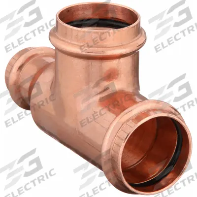 VIEGA PROPRESS Crimp Tee Fitting: Tee, 1 in CTS x 1/2 in CTS x 1 in CTS size - Plumbing Copper & Bronze Press Tube Fittings