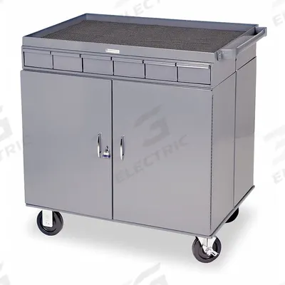 DURHAM MFG 2 Sided Mobile Cabinet Bench: 34 in x 24 in, Steel - Mobile Cabinet Benches with Open Storage, Drawers & Shelves