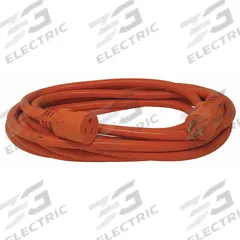 SOUTHWIRE Extension Cord: Outdoor Use, 100 ft Lg, Outlet, 5-15P, 14/3, STW, Orange, Single Connector (MPN 2459SW0003). Key specifications — Brand: SOUTHWIRE; Temperature Rating: -40° to 140°F; NEMA Plug Configuration: 5-15P.