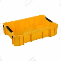 DEWALT Tough System Tool Tray: 18 7/16 in W x 4 1/2 in H x 18 in L, Plastic, Yellow (MPN DWST08120). Key specifications — attr1124242: Ability for Self-Customized Plywood Dividers and Configurations using Internal Slots; attr1124236: Yellow; attr1124244: Plastic; attr1124362: DEWALT.