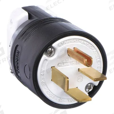 HUBBELL Straight Blade Plug: 15-50P, 250V AC, 50 A, 3 Pole, 4 Blade, Black (MPN HBL8451C) - General Purpose Plugs