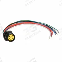 Cordset: 1"-16 Female Straight x Bare Wire, 7 Pins, Yellow, PVC, 1 ft Cable Lg, 8 A Max Current (A) (MPN 2R7004A20A120). Key specifications — Cable Jacket Color: Yellow; IP Rating: IP67; Wire Size: 16 AWG; Brand: BRAD HARRISON.