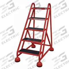 COTTERMAN Rolling Ladder: 3.8 ft Platform Ht, Assembled, Steel, Wt-Actuated Auto-Lock, Ribbed (MPN ST-500 A2 C6 P5). Key specifications — Includes Handrails: Handrails Not Included; Material: Steel; Brand: COTTERMAN; Color: Red.
