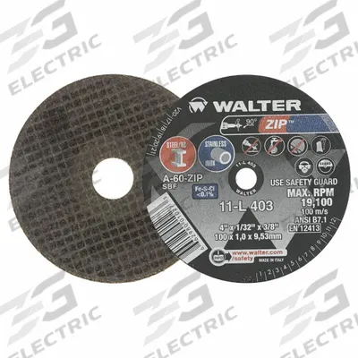 WALTER SURFACE TECHNOLOGIES Abrasive Cut-Off Wheel: Type 1, 4" x 1/32" x 3/8", Aluminum Oxide, 60 Grit - General Purpose Cut-Off Wheels for Carbon & Stainless Steel