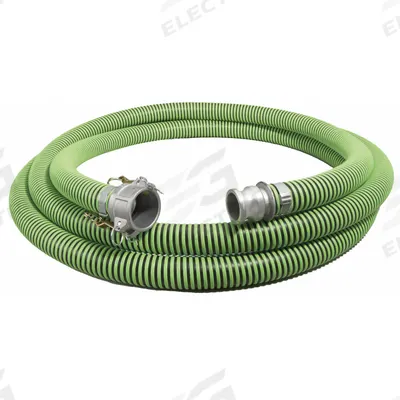 CONTINENTAL Suction and Discharge Hose: 1 1/4 in Hose Inside Dia., 50 psi, Black/Green - Thermoplastic Rubber Water Suction & Discharge Hose Assemblies with Polyethylene Helix Reinforcement