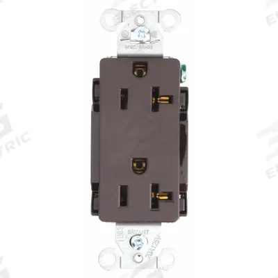 BRYANT Receptacle: Decorator Duplex, 5-20, Brown, 125V AC, 20 A, 2 Pole / 3 Wire (MPN DRS20) - General Purpose Receptacles