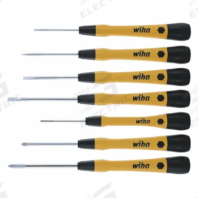 WIHA ESD Safe Screwdriver Set: 1-10 Pieces, 7 Pieces, Phillips/Slotted Tip - ESD-Safe Precision Screwdriver Sets