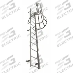COTTERMAN Fixed Ladder with Safety Cage: 14 ft Overall Ht, 26 in Overall Wd, Steel, 15 Rungs (MPN M15SC L10 C1). Key specifications — Brand: COTTERMAN; Assembly: Assembled; Number of Sections: 3.