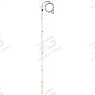 HUBBELL WIRING DEVICE-KELLEMS Outlet Strip: 10 Outlets, 6 ft Cord Lg, 15 A Current, White - Industrial Power Strips