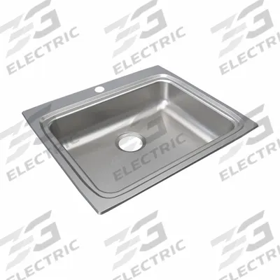 JUST MANUFACTURING Bowl Drop-In Sink: 25 in Overall Lg, 22 in Overall Wd, 5 in Bowl Dp - One-Bowl Counter-Mounted Kitchen & Bar Sinks without Faucets
