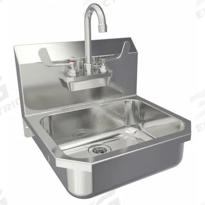 SANI-LAV Sink: 1 Stations, 5 in Bowl Dp, 14 in Bowl Lg, 11 in Bowl Wd, Faucet Included - One-Station Wall-Mounted Hand Sinks with Faucets