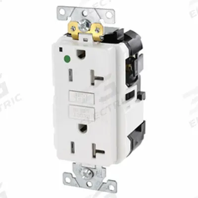 LEVITON GFCI Receptacle: Hospital Grade, Decorator Duplex, 5-20R, White, GFCI, 125V AC - General Purpose Receptacles