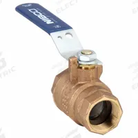 NIBCO Manual Two-Way Ball Valve: 1 1/4 in, Bronze, Straight, FNPT x FNPT, Full Port, Two-Piece, Blue (MPN T58570 1-1/4). Key specifications — Brand: NIBCO; Handle: Lever.