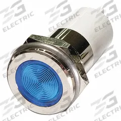 APPROVED VENDOR Flush Panel Light: 16 mm Panel Mounting Hole Dia, LED, Blue, Flush Head, H16 (MPN 24M166). Key specifications — Brand: APPROVED VENDOR; Electrical Connection: 0.11 Male Quick Disconnect.