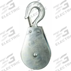 APPROVED VENDOR Pulley Block: Swivel, Upright Mount, Pulling, 1,550 lb Working Load Limit, Wire Rope (MPN 4JX83). Key specifications — attr994542: Pulley Block; attr994528: APPROVED VENDOR; attr994530: Wire Rope; attr994543: Swivel; attr994552: Swivel Hook; attr994538: Pulling; attr994527: Sleeve; attr994534: Zinc.
