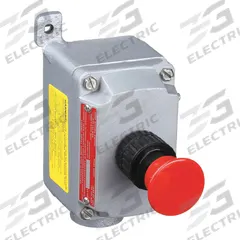 Control Station: 1 Gang, Mushroom Head Push Button, 1NO/1NC, Emergency Stop, 0 Pilot Lights, 1 in (MPN EFDB110-UM1). Key specifications — Legend: Emergency Stop; Action: Maintained; Contact Form: 1NO/1NC; Brand: APPLETON ELECTRIC; Operator Configuration Type: (1) Mushroom Push Button.