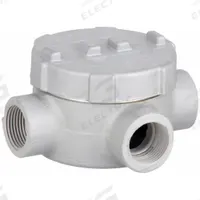 Conduit Outlet Body: Aluminum, GRU, 1 in Trade Size, XAT Body, 17.5 cu in Body Capacity (MPN GRUE100-A). Key specifications — Series: For Standard Body; Compatible Conduit Trade Size: 1 in; Thread Gender: Female; Hub Style: Threaded; Cover Included: Yes; Body Style: XAT; Connection Type: Threaded; Back Type: Round.