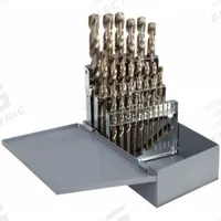 CHICAGO-LATROBE Jobber Length Drill Bit Set: 25 Pc, 1 mm to 13 mm by 0.5 mm, 135° Split Point (MPN 54127). Key specifications — attr1236168: Metal Index; attr1236199: NAS 907 Type J.