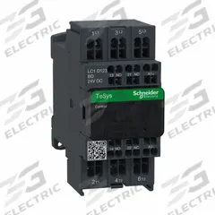 SCHNEIDER IEC Magnetic Contactor: Non-Reversing, 3 Poles, 3NO Contacts, 12 A, 24V DC Coil (MPN LC1D123BD). Key specifications — Brand: SCHNEIDER; Integrated Surge Suppression: Yes; Wire Termination Type: Spring Loaded.