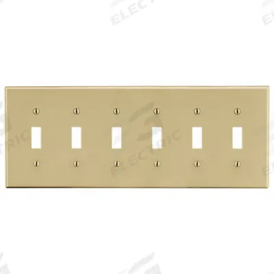 HUBBELL Wall Plate: Toggle, 6 Gang, Ivory - General Purpose Wall Plates