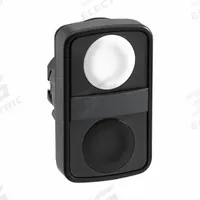 SCHNEIDER ELECTRIC Multihead Operator: Non-Illuminated, 2 Button, Flush Profile, 22 mm Mounting Size (MPN ZB5AA7120). Key specifications — attr211308: SCHNEIDER; attr1026606: Momentary/Momentary; attr1026612: (2) White; attr1026638: XB5; attr1063632: Non-Metallic.