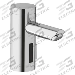 SLOAN Bathroom Sensor Faucet: EAF-250, Cast Brass, Polished Chrome Finish, Single-Post, Battery (MPN EAF-250-ITM). Key specifications — Brand: SLOAN; Includes: 6V Lithium CR-P2 Commercial Battery; Series: EAF-250.