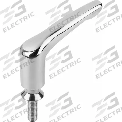 KIPP Adjustable Handle: SS, M12 Thread, 35 mm Thread Lg - Hygienic Adjustable Tension Levers with Threaded Stud for USIT Washers
