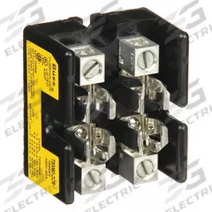 BUSSMANN Fuse Block: Open Block Design, 2 Pole, 300 V AC, Box Lug, Non-Indicating (MPN T30060-2CR). Key specifications — Brand: BUSSMANN.