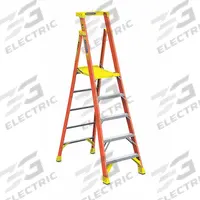 WERNER Platform Stepladder: 7 ft Ladder Size, Fiberglass, 300 lb Load Capacity, 33 lb Wt (MPN PD6205). Key specifications — Brand: WERNER; Included Features: Guard Rail.