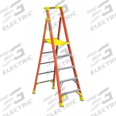 WERNER Platform Stepladder: 7 ft Ladder Size, Fiberglass, 300 lb Load Capacity, 33 lb Wt (MPN PD6205). Key specifications — Brand: WERNER; Included Features: Guard Rail.