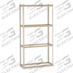 TENNSCO Boltless Shelving: Starter, Medium-Duty, 42 in x 18 in, 84 in Overall Ht, 4 Shelves, Open (MPN ZKMS-421584). Key specifications — Finish: Powder Coated; Maximum Post Load Capacity: 8,000 lb with Beams Evenly Spaced at 24 in; Decking Material: None; Color: Sand; Beam Profile: Z-Beam; Brand: TENNSCO; Side Panel: Open.