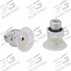 SCHMALZ Vacuum Pad Assembly: Flat, G1/8 in Vacuum Port, 16.8 mm Pad Dia, Food Grade Silicone Rubber (MPN 10.01.01.14129). Key specifications — attr1019136: 10.01.01.14129; attr1019138: SCHMALZ; attr1019139: 55 A.