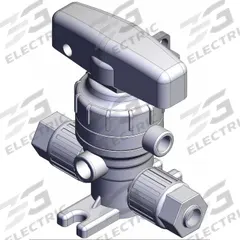 SMC Chemical Liquid Valve: 3/8 in, PFA, Compression x Compression, 0.5 MPa Max Pressure (CWP), PTFE (MPN LVQH30-Z11-1). Key specifications — Diaphragm Material: PTFE; Brand: SMC; Standards: NEMA WD-6.