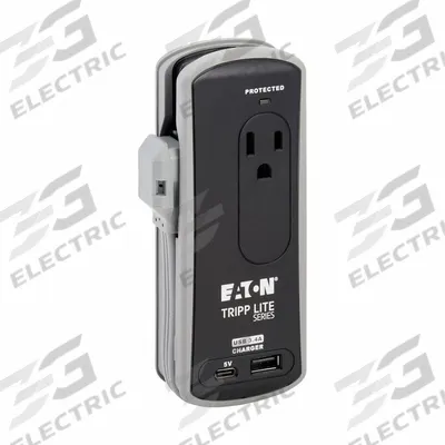 EATON TRIPP LITE Outlet Strip: 2 Outlets, 1 1/2 ft Cord Lg, 306 J Rated Energy, 13 A Current - General Purpose Surge Protectors
