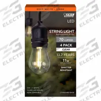 FEIT ELECTRIC Compact LED Bulb: Medium Screw (E26), LED, (S) Sign, S14, 1 W Watt, 2700K, Clear (MPN S14/827/FILED/4). Key specifications — attr233510: S14; attr233525: 120V AC; attr233549: Clear; attr518949: 2700K; attr239859: FEIT ELECTRIC.
