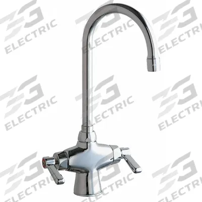 CHICAGO FAUCETS Gooseneck Bar Faucet: 50, Single-Post, Deck, Cast Brass - Single-Post Bar Sink Faucets