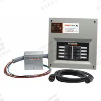 GENERAC Upgradable Manual Transfer Switch: Single Phase, 120/240V AC, 30 A Current Rating, 10 Spaces (MPN 6854). Key specifications — Includes: Transfer Switch Cord: 10 ft 10/4 with L14-30; Brand: GENERAC; Prewired: Yes; Rated Voltage: 120/240V AC.