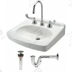 ZURN Bathroom Sink: Z5350 Std Lavatories, White, Vitreous China, Dual Manual Handle, 7 in Overall Ht (MPN Z5358.846.1.07.00.00). Key specifications — Series: Z5350 Standard Lavatories; Includes: Fixture; Color: White; Brand: ZURN; Sink Type: Bathroom; Material: Vitreous China; Sink Material: Ceramic.