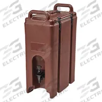 CAMBRO Beverage Dispenser: 4.8 gal, Brown, Polyethylene, Rectangle, 1 Dispensers, EA500LCD131. Key specifications — Material: Polyethylene; Manufacturer Part Number: EA500LCD131; Brand: CAMBRO.
