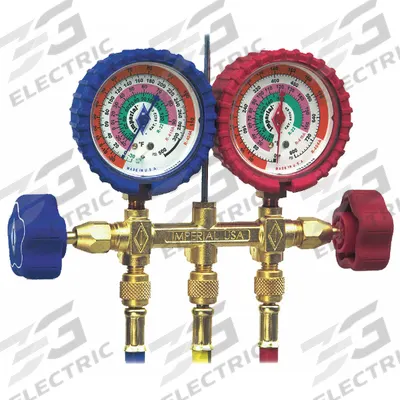 IMPERIAL Manifold Gauge: 2 Valves, 3 Hoses, Series 400 - Analog Manifold Gauge Kits