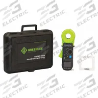 GREENLEE Earth Ground Tester: 0.01 ohm to 1,500 ohm, CAT IV 600V, Digital, 0 to 75V, 0 mA to 40 mA (MPN CMGRT-100A). Key specifications — Test Current: 0 mA to 40 mA; Test Voltage: 0 to 75V; Brand: GREENLEE.