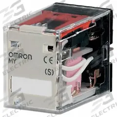 OMRON General Purpose Relays: Socket Mounted, 110/120V AC, 4PDT, 14 Pins/Terminals, G Socket (MPN MY4Z-AC110/120). Key specifications — Brand: OMRON; Base Type: Square; Contact Rating (AC): 0.80 A @ 240V; Mounting Style: Plug-In; Electrical Connection: Plug-In; Manufacturer Part Number: MY4Z-AC110/120; Series: MY Series.