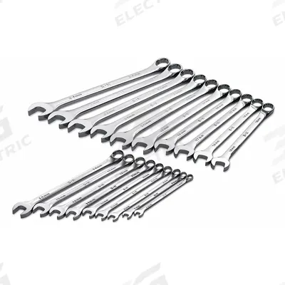 SK PROFESSIONAL TOOLS Combination Wrench Set: Alloy Steel, Chrome, 19 Tools - Metric 12-Point Combination Wrench Sets