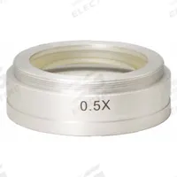 INSIZE Auxiliary Objective 0.5X: 5X, 44 mm Optical Field of View, 9.06 in, ISM-ZS (MPN ISM-ZS50-OB05X). Key specifications — Brand: INSIZE; Compatible with Manufacturer Model Number: ISM-ZS; Compatible with Product Type: Mantis Elite Microscopes; Optical Magnification: 5X; Product Type: Objective Lens; Working Distance: 9.06 in.