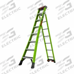 LITTLE GIANT Combination Ladder: 3 Configurations, Fiberglass, 375 lb Load Capacity, 34 lb Wt (MPN 13908-071). Key specifications — Brand: LITTLE GIANT; Included Features: Rotating Wall Pad.
