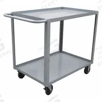 APPROVED VENDOR Utility Cart: 1,200 lb, 36 in L x 24 in W Shelf, 2 Shelves, Gray, Flat (MPN 9GEY9). Key specifications — Caster/Wheel Configuration: (2) Rigid; Brand: APPROVED VENDOR; Caster Wheel/Tread Material: Polyurethane.